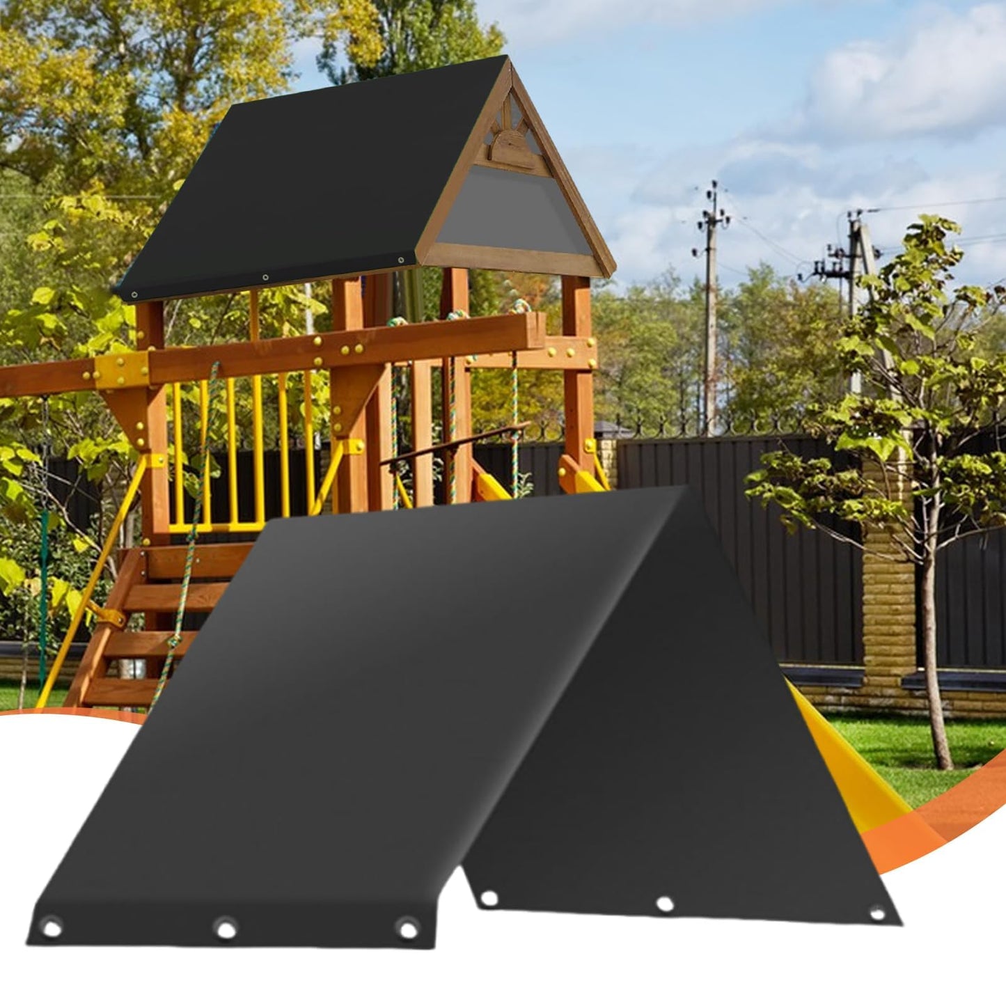 52"x 90" Swing Set Replacement Tarp, Oxford Cloth Cover for Outdoor Sunproof, Playground Replacement Canopy, Playground Accessories for Outdoor, Backyard Playground, Black