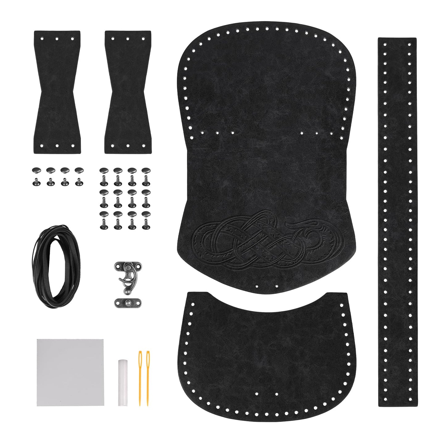 HiiFeuer Viking Craft Kits Belt Bag, Vintage DIY Kits Medieval Faux Leather Side Pack, Portable Belt Pouch for Ren Faire (Black A)