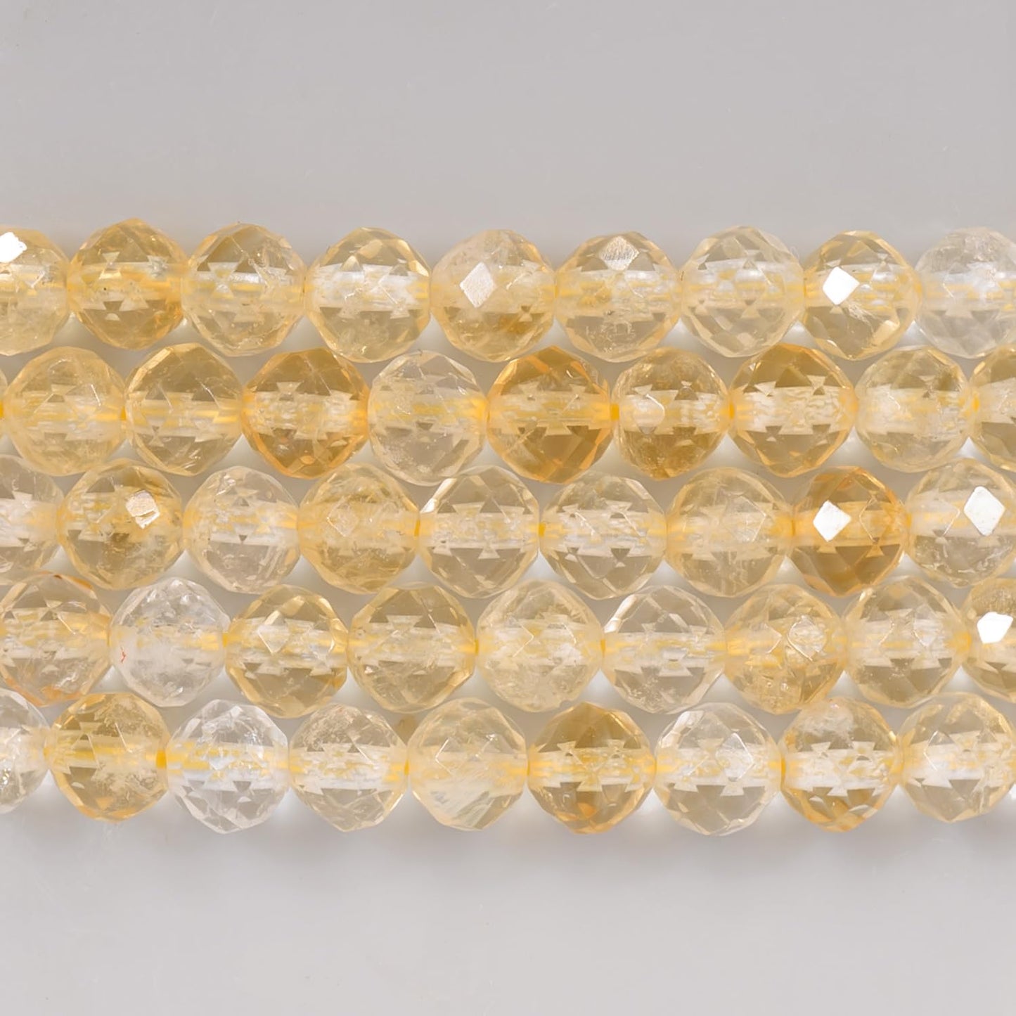 Angelstones Natural Citrine Gemstone Stretch Bracelet, 4mm Faceted Round Beads, Crystal Healing for Women