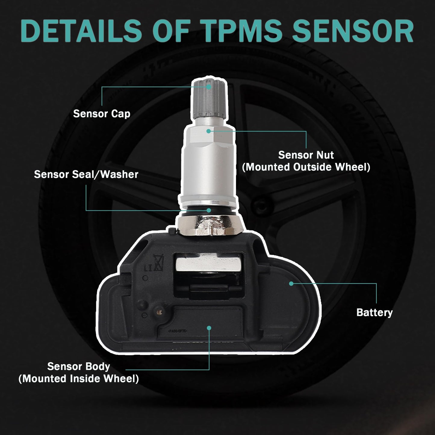 AMICAREP TPMS Tire Pressure Sensors 433MHz Programmed TPMS Sensor Compatible with Mercedes-Benz Smart Infitini Replaces # A0009050030 A0009051804（4PCS）
