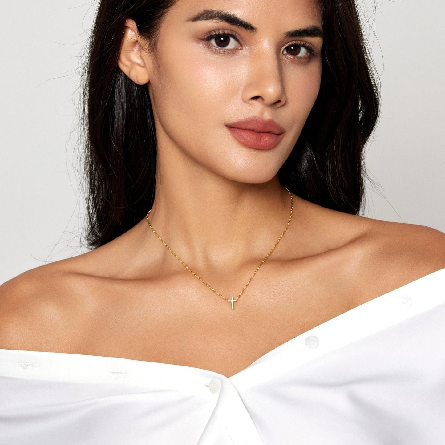 HAXIYA Cross Necklace for Women Dainty Gold Plated Small Cross Pendant Necklaces Simple Gold Cross Choker Trendy Cute Cross Pendant Chain Faith for Women Jewelry Gift