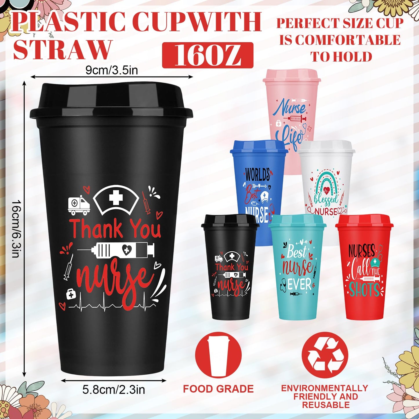 Skylety 24 Pcs Nurse Appreciation Gifts Bulk Christmas Nurse Gift Set for Women with 6 Coffee Cups 6 Badge Reels Clips 6 Makeup Bag 6 Greeting Cards for Lpn Rn Practitioner Gifts Bulk