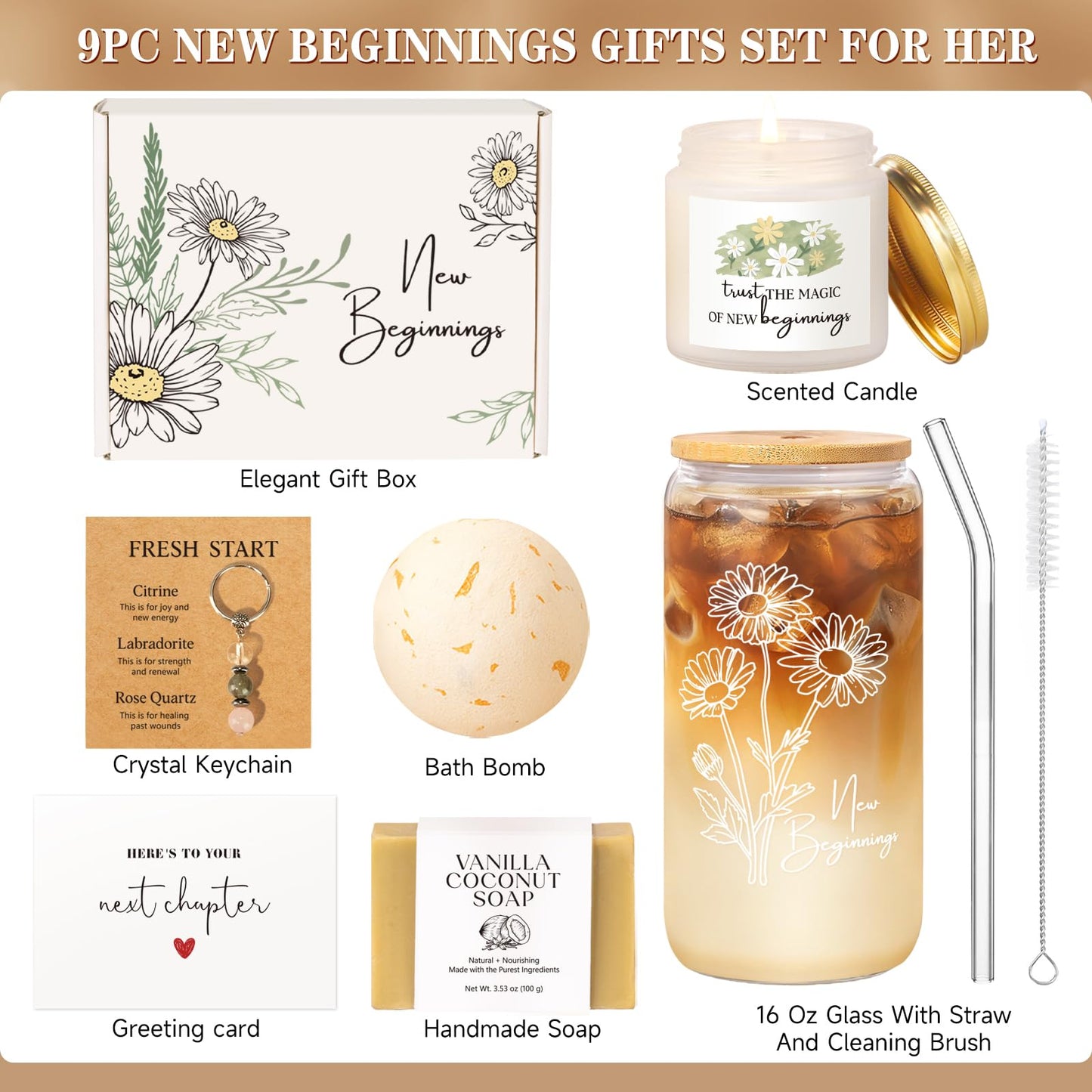 New Beginnings Gift Box for Women, Farewell Goodbye Gifts for Coworkers Leaving Job, Going Away Gifts for Friends, New Job Graduation Retirement Divorce Congratulations Gift for Women Her