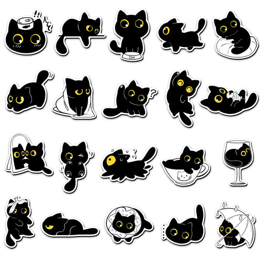 20 Pcs Cute Black Cat Fridge Magnets, Removable No-Scratch Kitty Magnets, Whimsical Decor for Kitchen Home Office(Black cat)