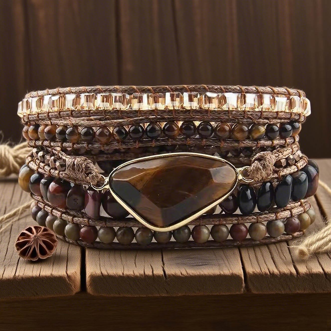 ZOSOJONA Boho Wrap Bracelet for Women, Handmade Natural Imperial Jasper Multi-Layer Stone Beaded Bracelet, Bohemian Healing Crystal Stone Jewelry Gifts