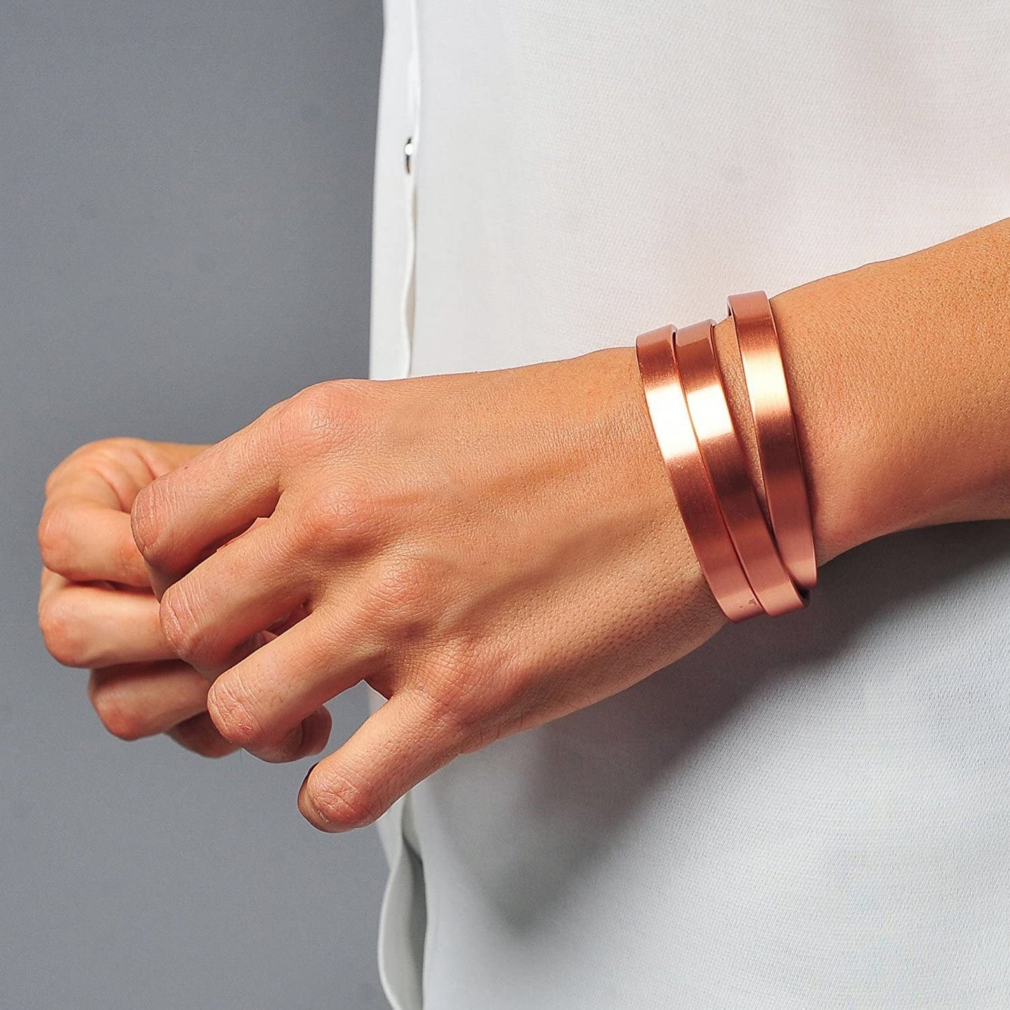 Earth Therapy Minimalist Matte Black Magnetic Cuff Bracelet For Men and Women - Adjustable - Ultra Strength