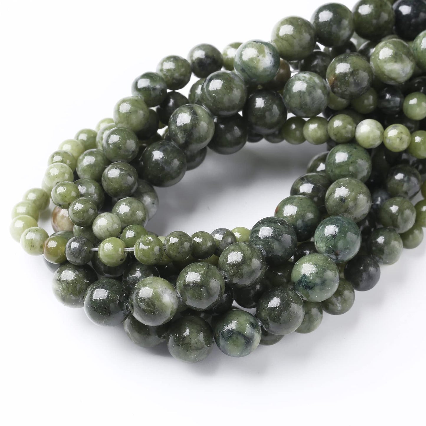 45PCS 8MM Natural Southern Jade Beads Round Loose Stone Beads for Jewelry Making DIY Energy Stone Healing Power Bracelet 15"