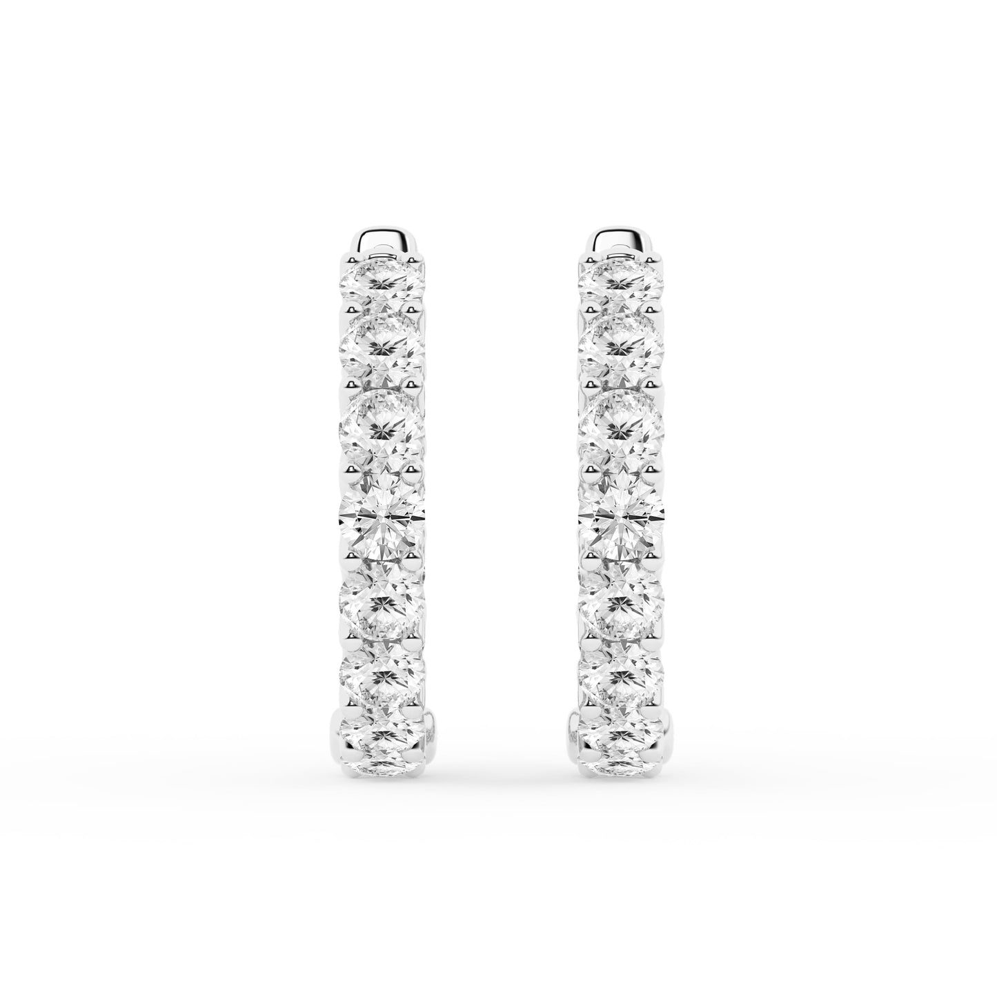 Belacqua 2 Carat Round Lab Grown Inside Out Diamond Hoop Earrings in Sterling Silver, Color J-K, Clarity I1-I2, Prong Set, 2.60MM Width, 18.20MM Height, Fine Jewelry for Women, Gift Box Included