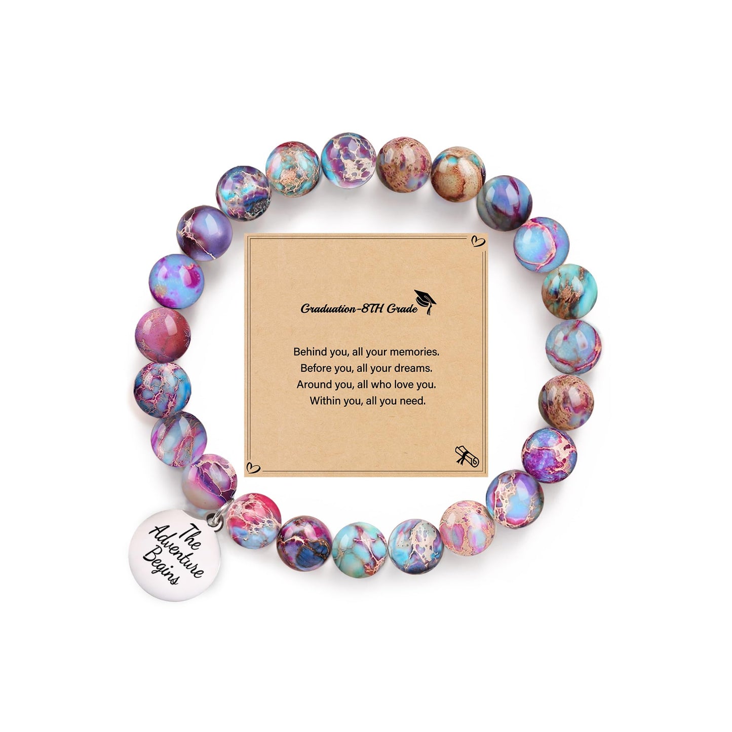 Sistble 8th Grade Graduation Gifts Trendy Graduation Bracelets 2026 Teen Girl Gifts for Daughter Granddaughter Inspirational Gifts for Women The Adventure Begins Beaded Jewelry