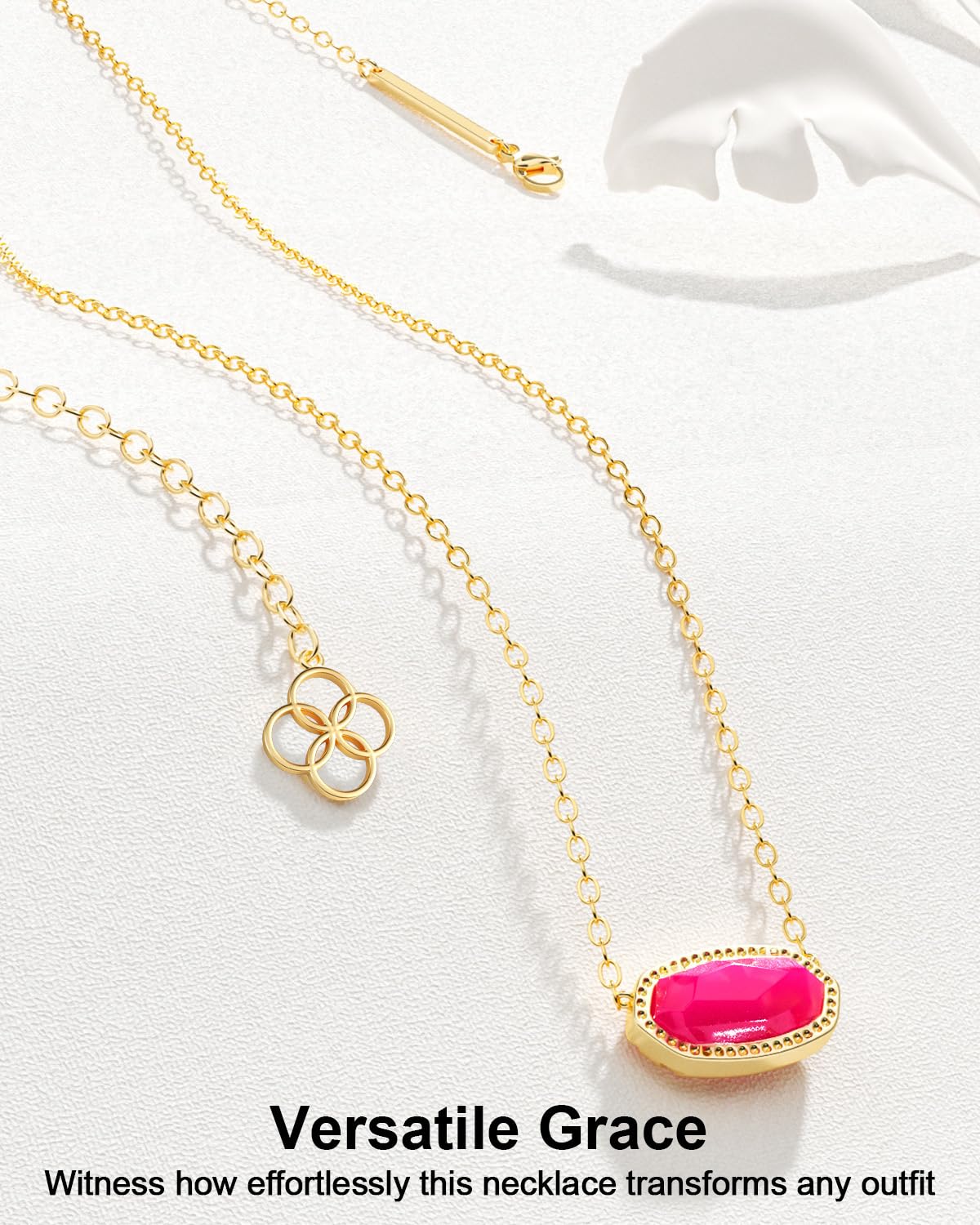 AICase 18K Gold Plated Pendant Necklace for Women,Fashion Jewelry,Anniversary Birthday Gifts for Women/MoM/Sister/Friends/Her/Wife/Grandma/Coworker Mother's Day gifts for MoM_Hot pink
