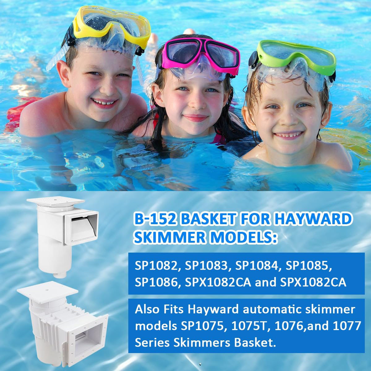 Rushinghorse SPX1082CA 7" Pool Skimmer Basket Replacement, for Hayward Swimming Pool Skimmer SPX1082CA & Aladdin B-152 Skimmer SP1082 SP1083 SP1084 1085 1086 SP1075 Series Skimmers Basket