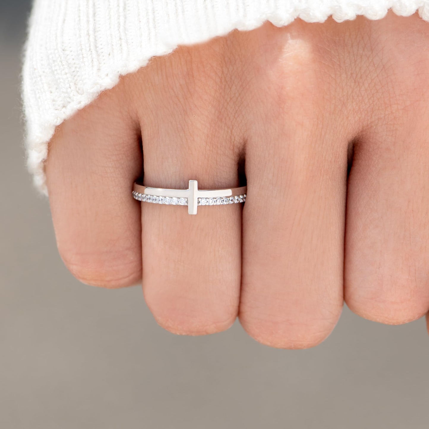 STORYJEWELLERY Religious Rings for Women, Cross Rings for Women, Silver Purity Ring, Christian Ring, Christian Jewelry, Confirmation Gifts, Baptism Gifts, Size 11