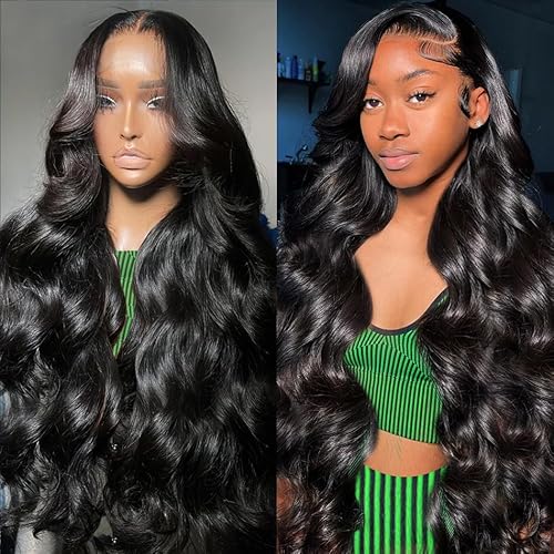 30 Inch Body Wave Lace Front Wigs Human Hair Pre Plucked 13x4 HD Lace Front Wigs Human Hair 180% Density Body Wave Glueless Frontal Wigs Human Hair for Women