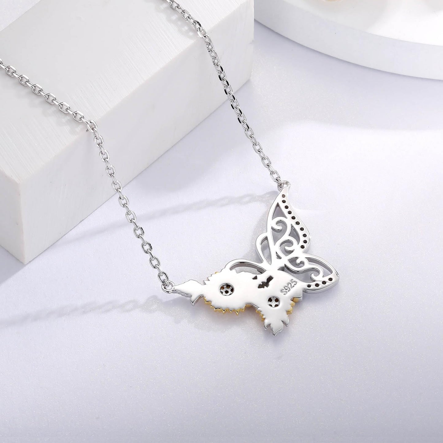 oGoodsunj Sunflower Necklace Jewelry Set fo Women Sterling Silver Anklet Bracelet Earrings You Are My Sunshine Pendant Gifts for Mom Daughter Wife (Sunflower Butterfly Necklace)