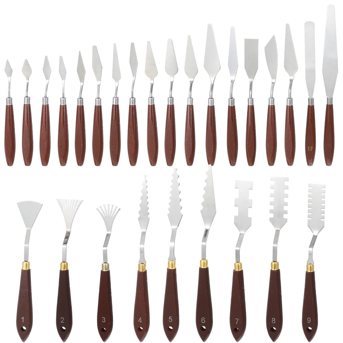 Palette Knife Set, 27Pcs Palette Knives Stainless Steel Art Paint Knife Professional Paint Spatula Painting Knife with Wood Handle for Oil Painting Acrylic Color Mixing and Texturing