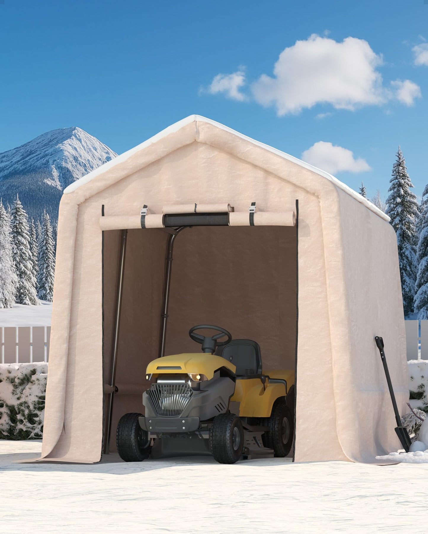 7X12 FT Heavy-Duty Portable Outdoor Storage Shed with Roll-Up Zipper Door & Vent, 240g Waterproof Carport Storage Shelter, UV-Resistant Canopy for Motorcycle, Firewood, Tools -Gray ﻿
