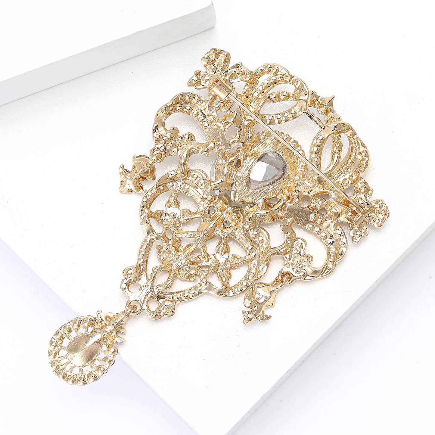 YOQUCOL Retro Pink Austrian Crystal Big Brooch Pin for Women Large Flower Shape Brooches Lapel Pins for Sweater,Coat Dress Accessories