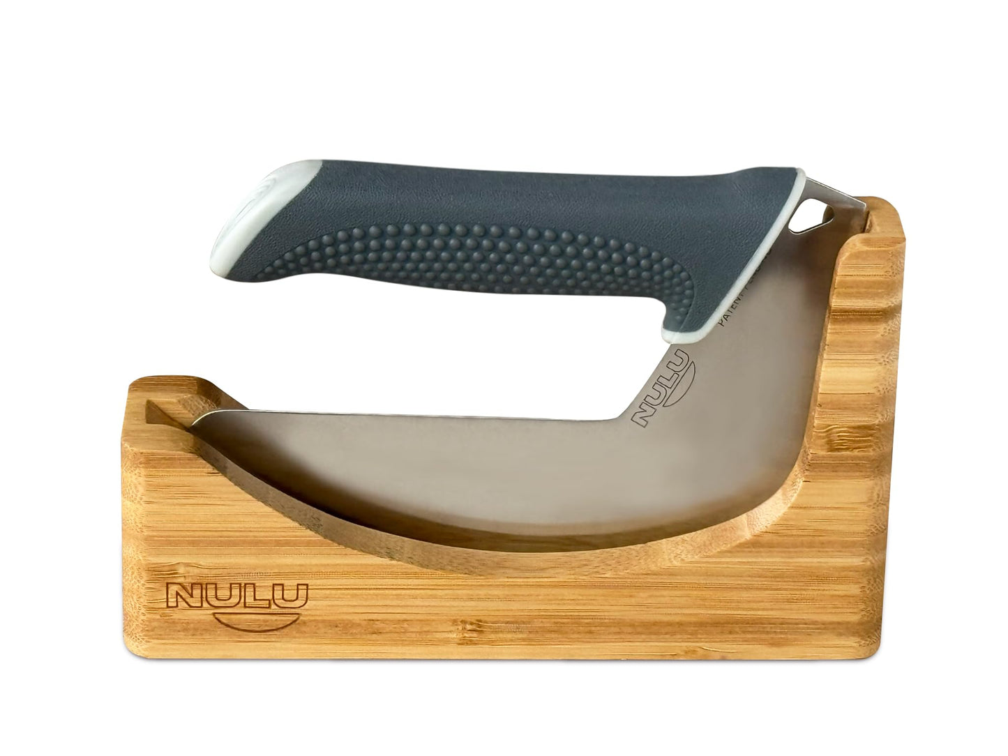 NULU Bundle Ergonomic Kitchen Knife Signature Bamboo Cutting Board and Bamboo Knife Dock