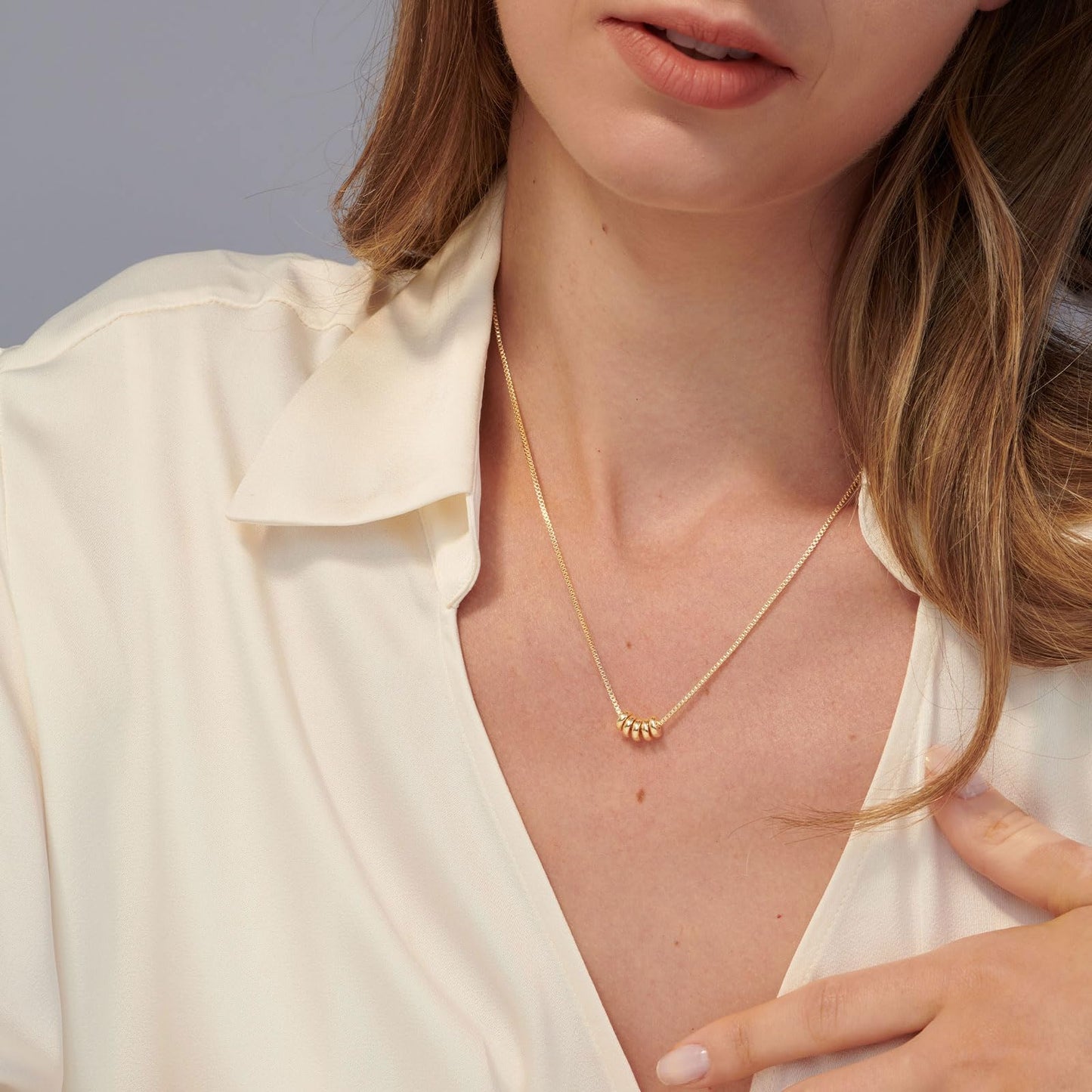VRIUA Gold Necklace for Women 14k Gold Plated Dainty Gold Ball Chain Necklace Simple Jewelry Everyday for Women