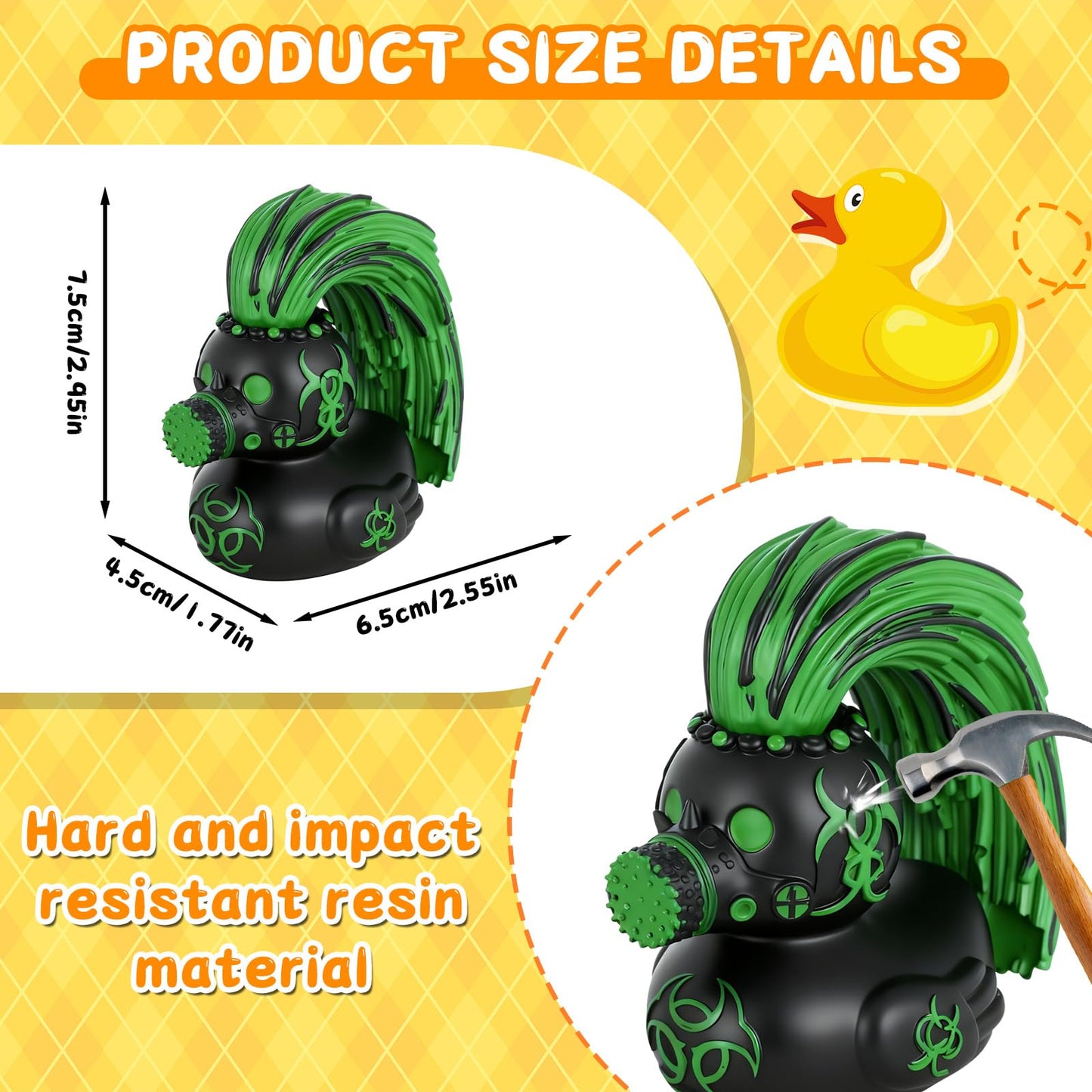 Gothic Resin Duck, Unique Collectible Figurine, Green Punk Duck Ornament for Halloween Christmas Decorations, Desktop Gothic Gifts, Safe Resin Craft