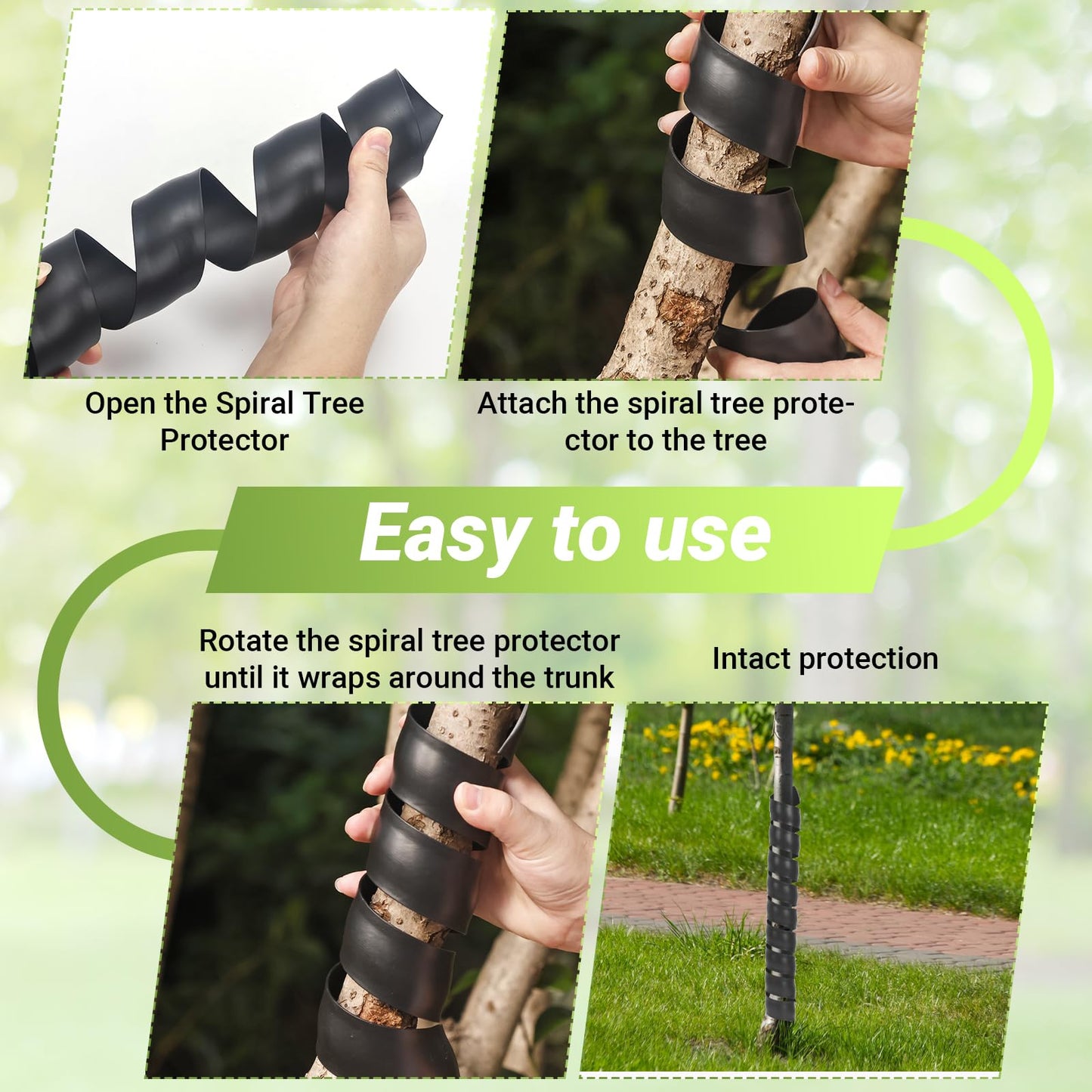 8 Pcs Tree Trunk Protector-2 Size Plastic Spiral Tree Guard Tree Trunk Protector Wrap Tree Bark Protector Tube Tree Wraps to Protect Bark Tree Saplings from Deer Cats Rodents Rabbit Mowers (Black)