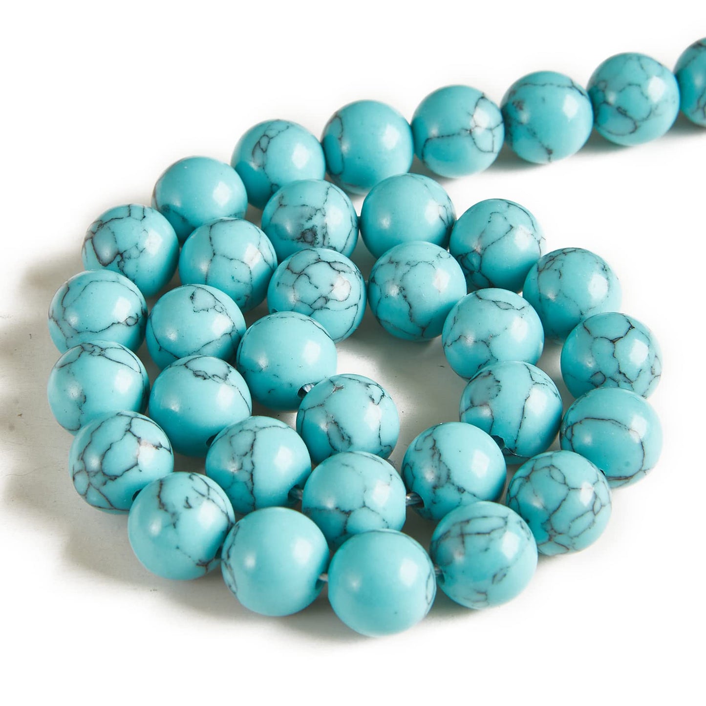 100pcs 8mm Blue Turquoise Beads Natural Gemstone Beads Round Loose Beads for Jewelry Making
