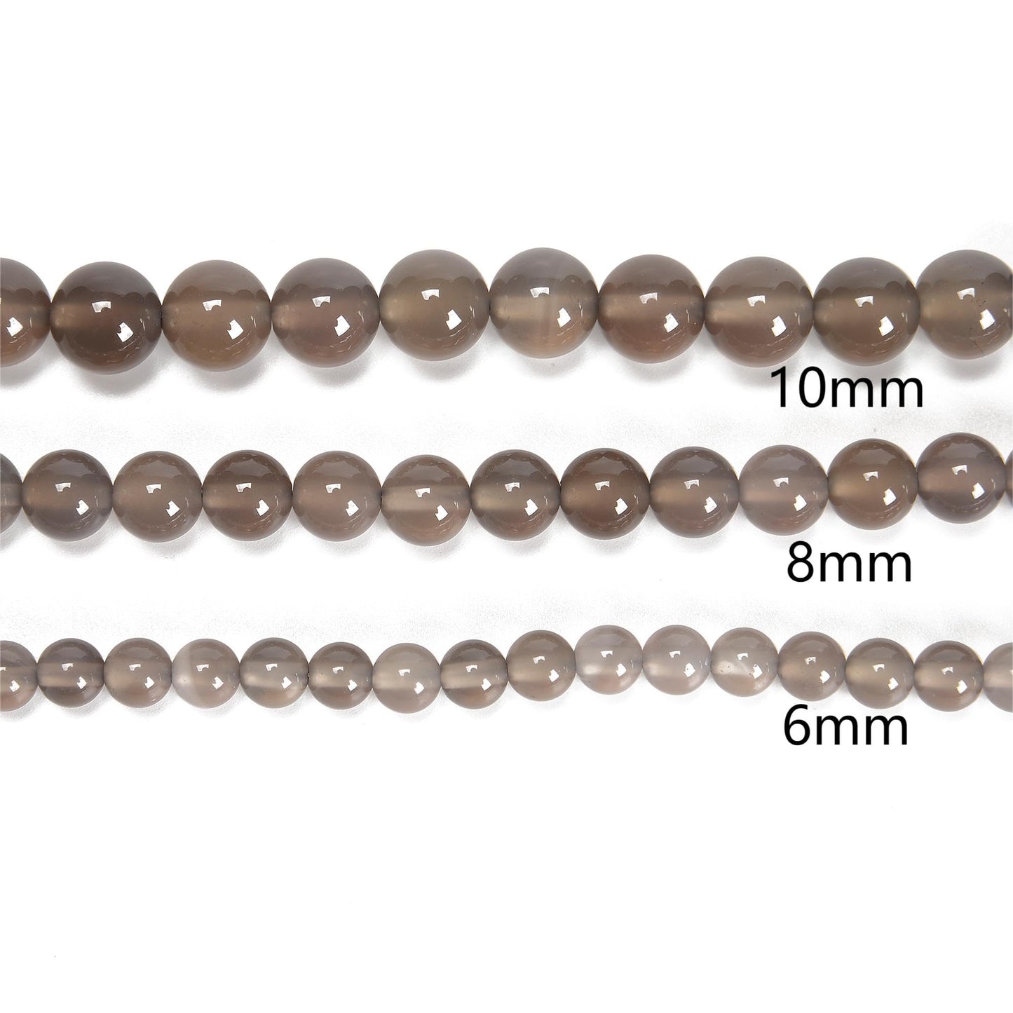 65Pcs 6mm Grey Agate Natural Round Loose Real Stone Beads Gemstone Genuine for DIY Hand Made Craft Jewelry Bracelet Earring Necklace String Making Energy Healing Power