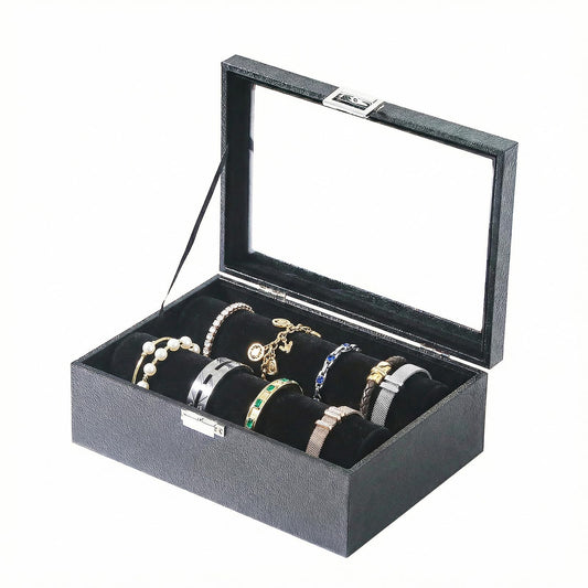 Adugay Bracelet Holder Organizer Box,Women's and Girls' Velvet Bracelet Storage Box,Small Jewelry and Watch Display Case for Vendors (Black)