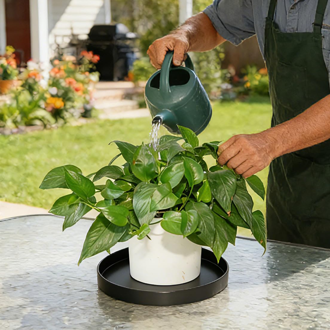 Afrine 1 Pack 12 inch Plant Saucer Drip Tray, Heavy Sturdy Plastic Planter Flower Pot Drainage Tray Plate Saucers for Indoor Outdoor Garden, Plant Water Drip Trays for pots Base (12", Black)