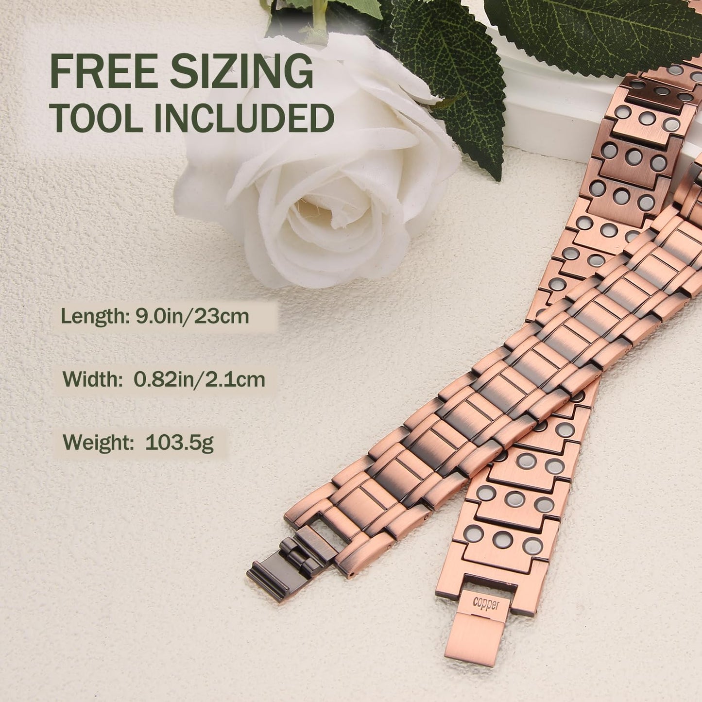 MagEnergy 3X Magnetic Copper Bracelet for Men, 99.99% Pure Copper Magnetic Bracelets with Ultra Strength Magnets, Adjustable Wristband with Sizing Tool Jewerly Box