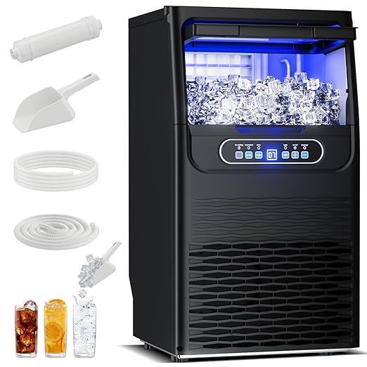 Ice Maker Countertop with Handle, 88lbs Per Day, Auto-Cleaning, Portable Sonic Ice Maker with Basket and Scoop, for Home Party/RV Camping (88Lbs/24)