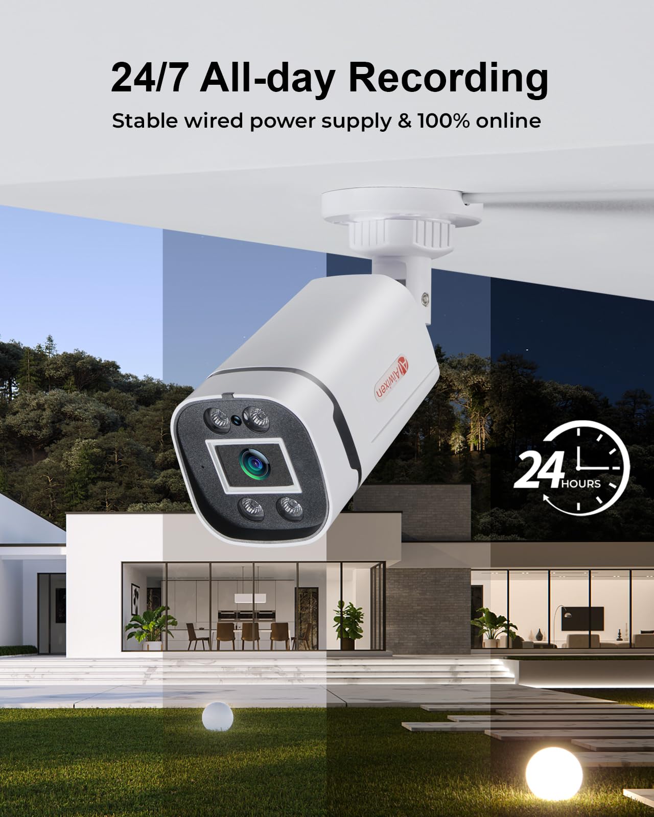 AIWIXEN 8CH H.265+ 3K Lite Wired CCTV Security Camera System with Human Vehicle Detection, 4X IP68 5MP Surveillance Camera for Indoor Outdoor, 512GB Hard Drive for 24-7 Recording, Remote Access