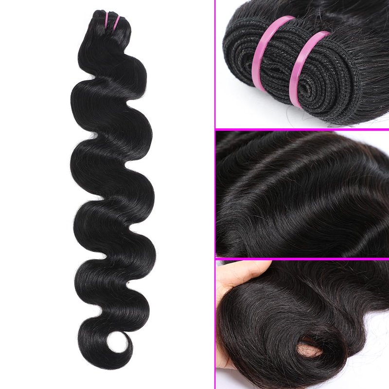 15A Raw Human Hair Bundles Body Wave Human Hair,Triple Lifespan Indian Virgin Hair,No Tangle Shedding,Multiple Washes Keep Texture Silky Soft (1 Bundle Natural Color, 16 Inch)