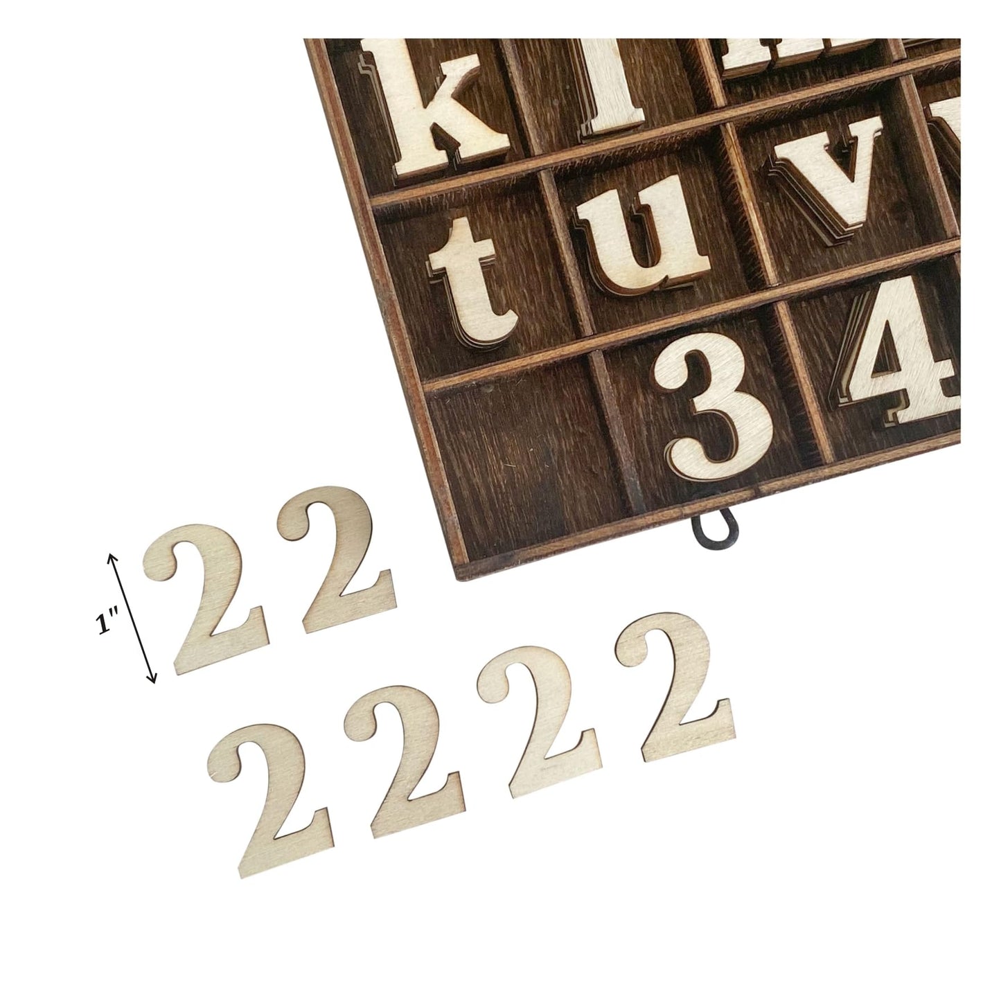 706 Pieces 1 Inch Wood Alphabet Letters Wooden Numbers Mini Capital & Lowercse Letters with Rustic Storage Box for Home Decor Spelling Education Homemade Crafts Party Gifts