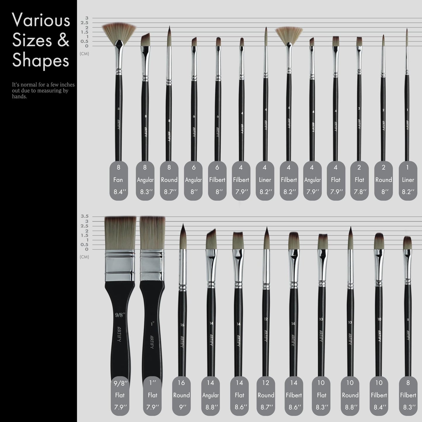 ARTIFY 24 Pieces Paint Brush Set, Expert Series, Enhanced Synthetic Art Supplies with Brush Holder and Palette Knife for Acrylic, Oil, Watercolor and Gouache Painting