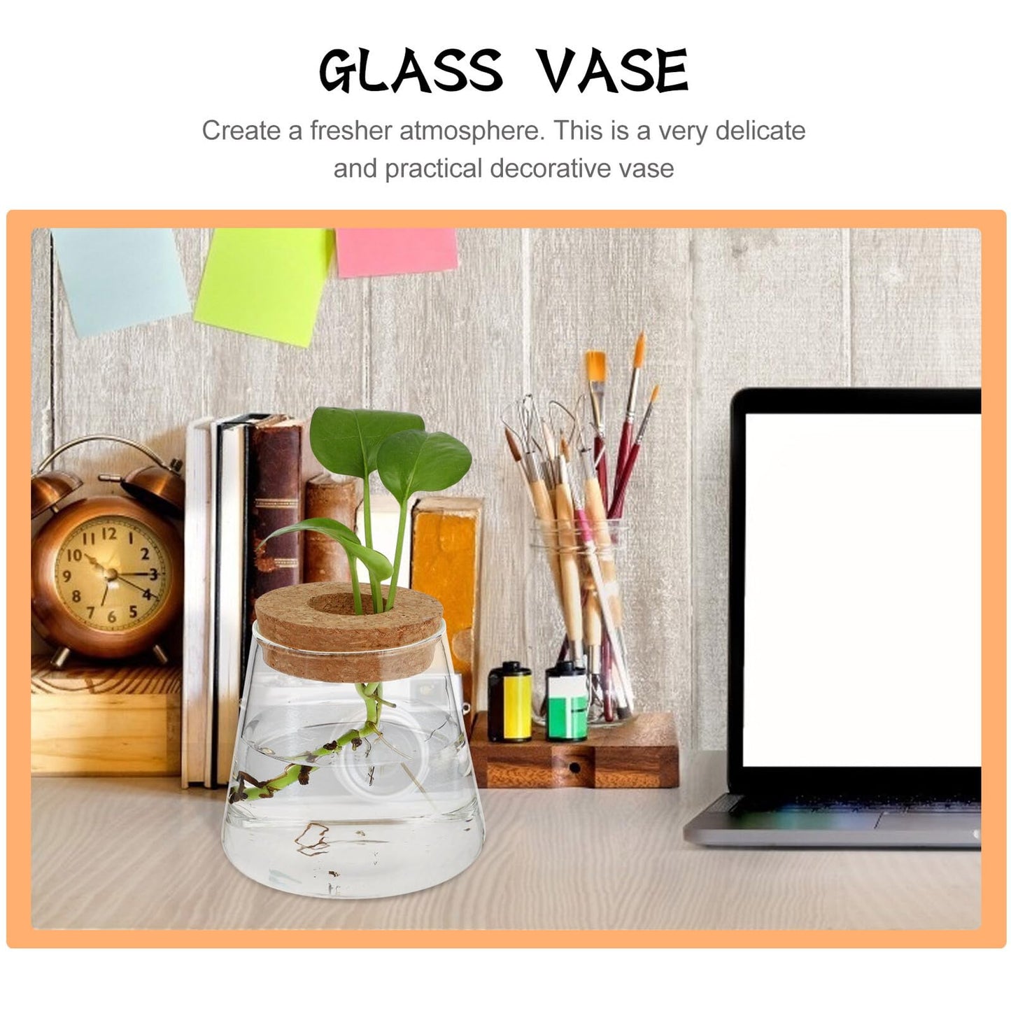 Balacoo 2pcs Hydroponic Glass Planter Vase Desktop Terrarium for Water Plants 6.5cm Opening Glass Eco Bottle Suitable for Home Office Gardening