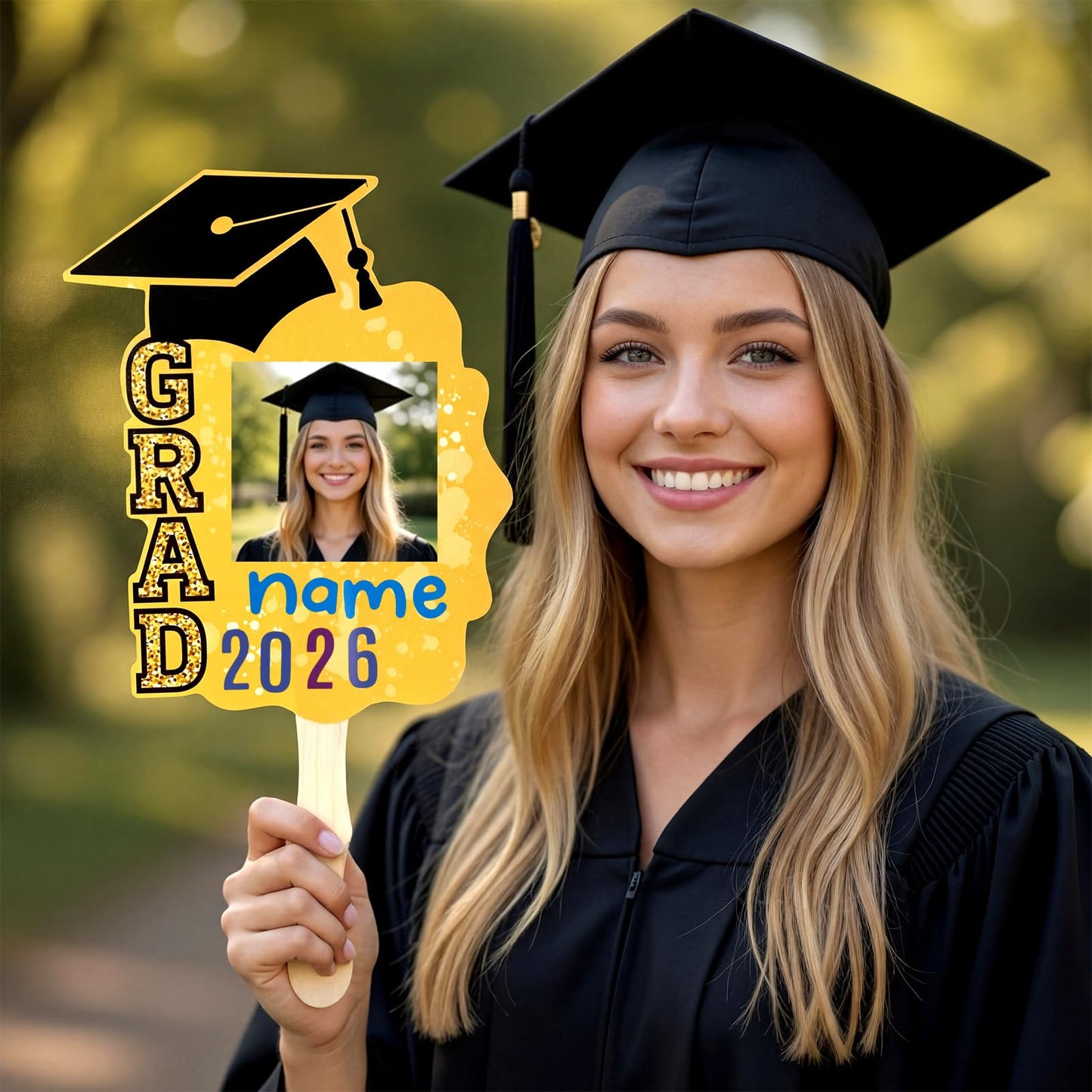 Lemosae 12 Pcs Graduation DIY Paper Fans Handheld Set Grad Face Fans with Number Alphabet Stickers Class of 2026 Grad Photo Props for Graduates Gifts Graduation Party Souvenirs Supplies