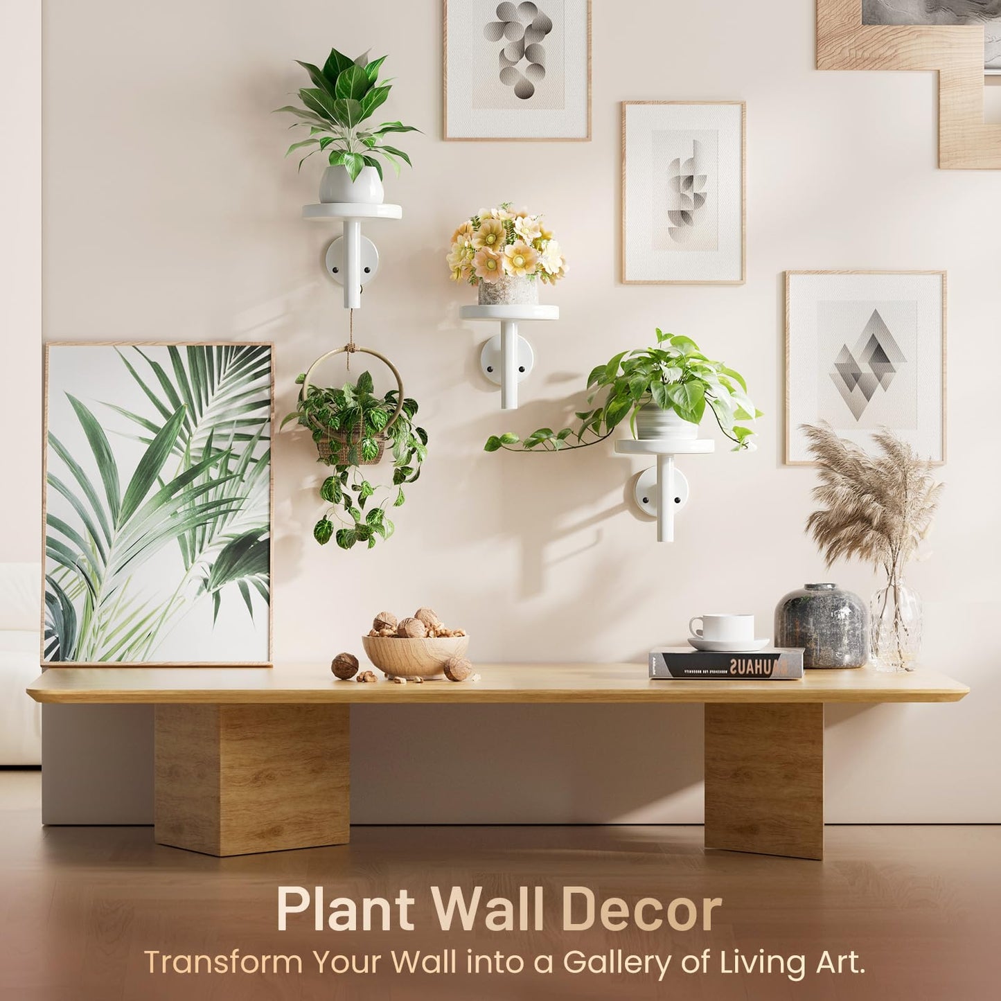 YUOROS 3 Pack Wall Planters for Indoor Plants Hanging Shelf Wall Mounted Plant Hanging Holder (White)