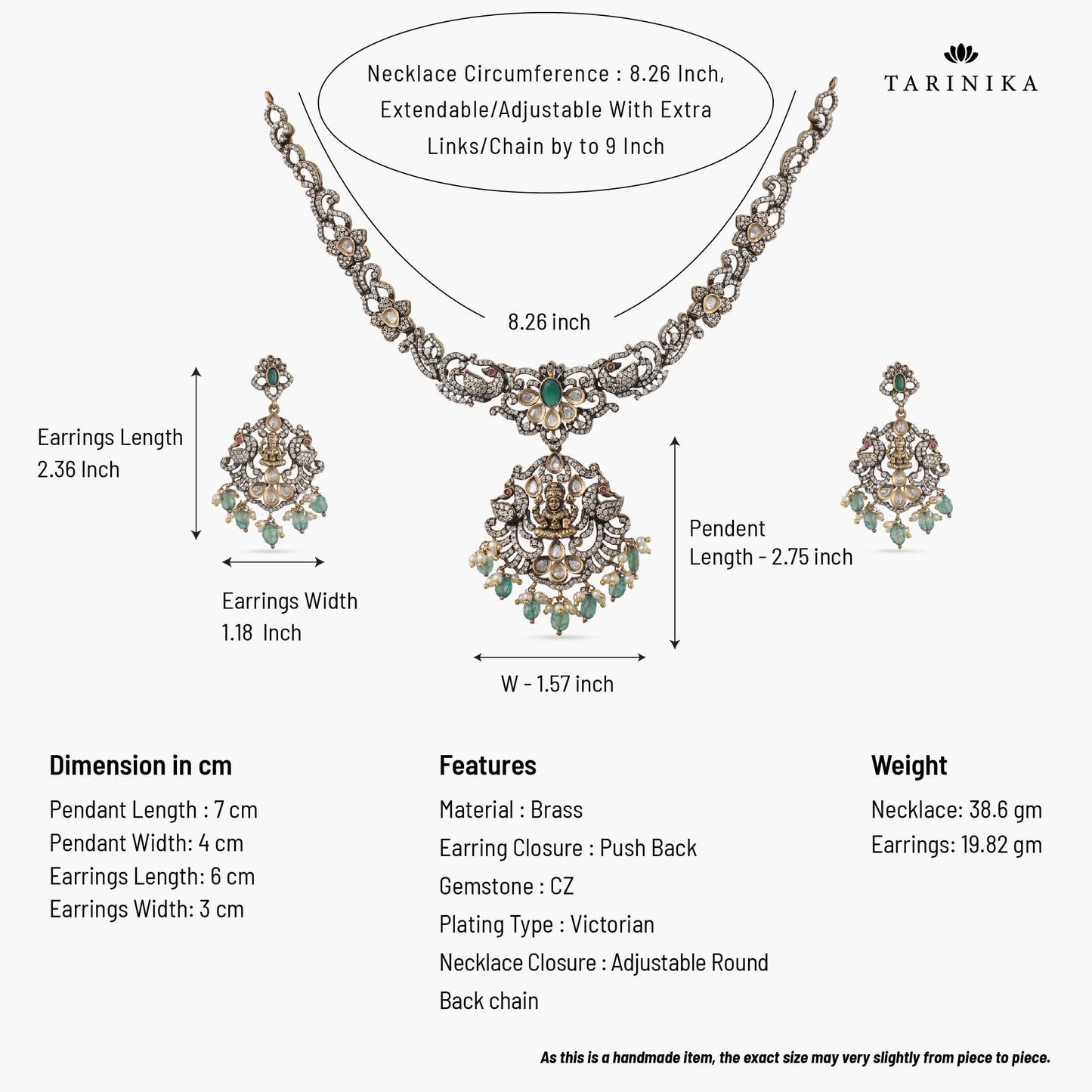 TARINIKA Atreyi Nakshatra CZ Short Necklace Set - Indian Jewelry Sets for Women | Perfect for Ethnic Occasions | Traditional Indian necklace | 1 Year Warranty*