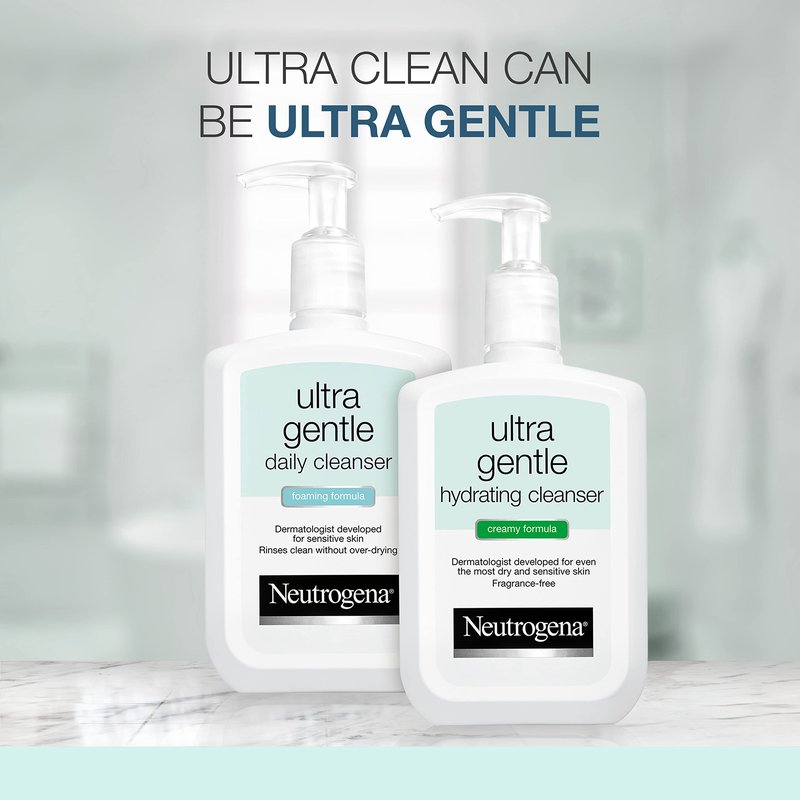 Neutrogena Ultra Gentle Hydrating Facial Cleanser, Non-Foaming Face Wash for Sensitive Skin, Gently Cleanses Face Without Over Drying, Oil, Soap & Fragrance-Free, 12 fl. oz
