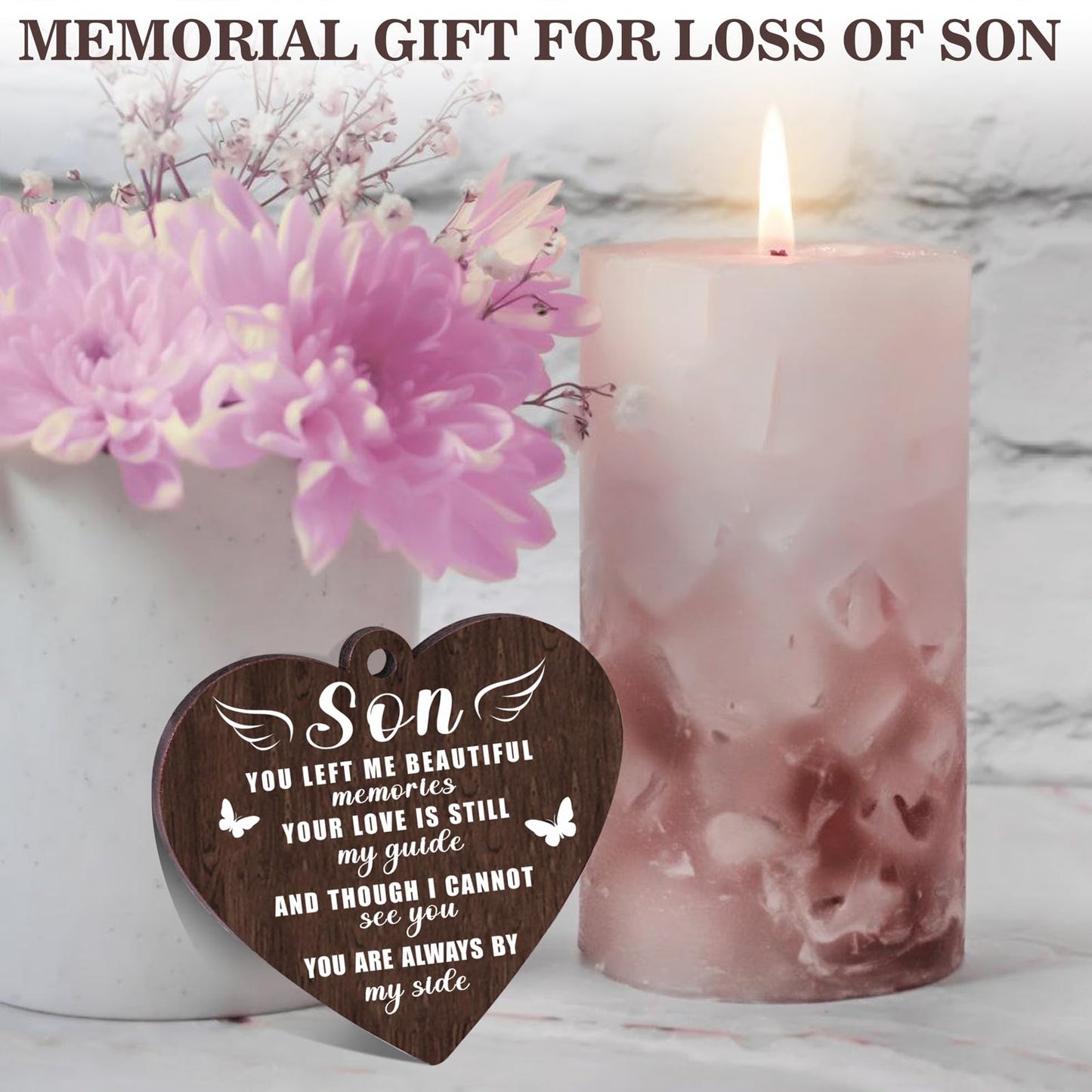 Boiveco Memorial Gifts for Loss of Son, Sympathy Gift for Loss of Son Memorial Picture Frame, In Memory of Son Grief Remembrance Bereavement Gifts for Loss of Son, Display Two 4x6 Photos