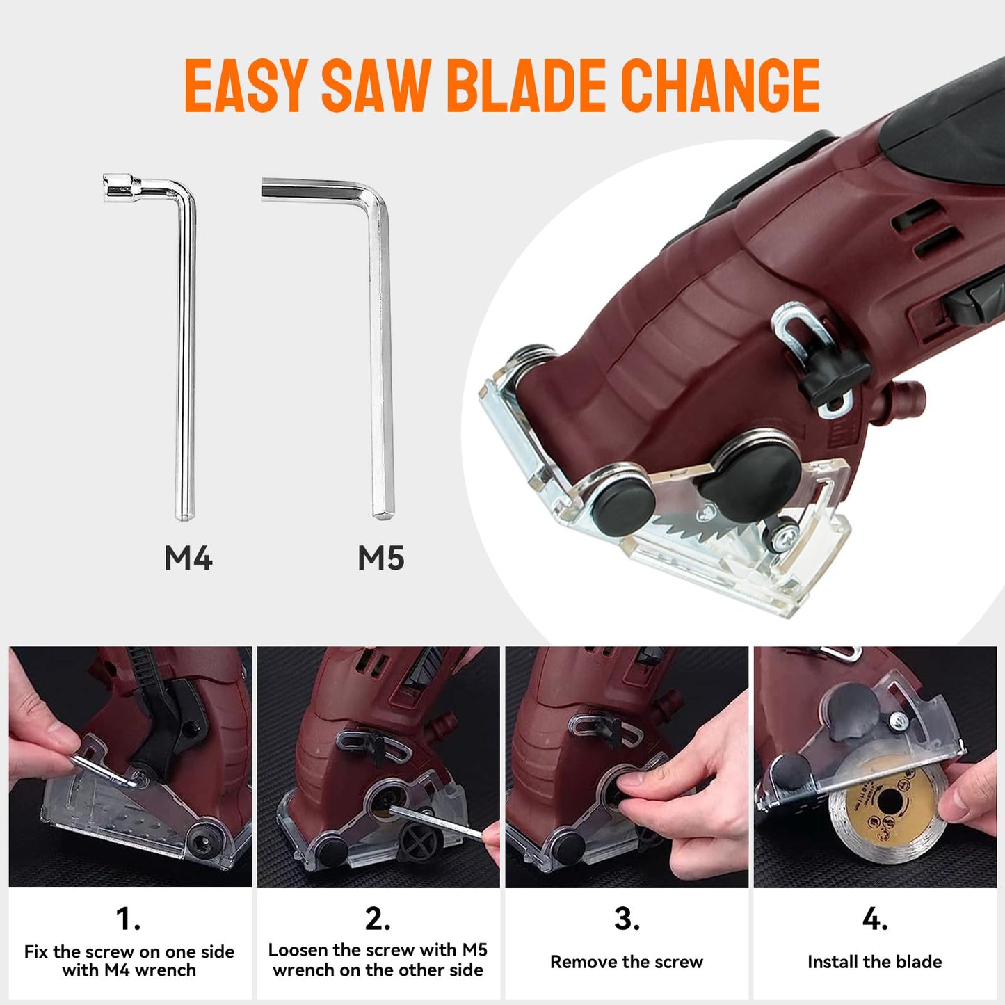 BRZOXIN Mini Circular Saw Set, Handheld Circular Saw Corded 3400RMP 400W 110V Max Cutting Depth ½ Inch/12mm w/6 Blades, Multifunction Compact Circular Saw for Wood Drywall Tile Soft Metal PVC Pipe