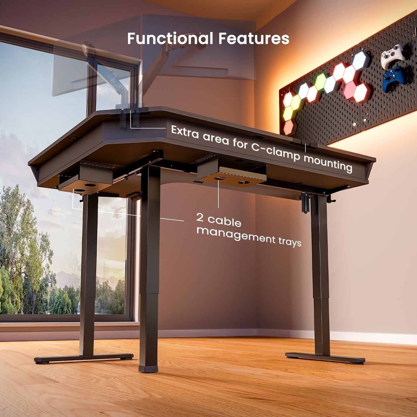 ErGear Electric L Shaped Standing Desk, 65'' Height Adjustable Corner Stand up Desk with Storage Drawers & Cable Management Trays, Modern Home Office Computer Workstation, Black
