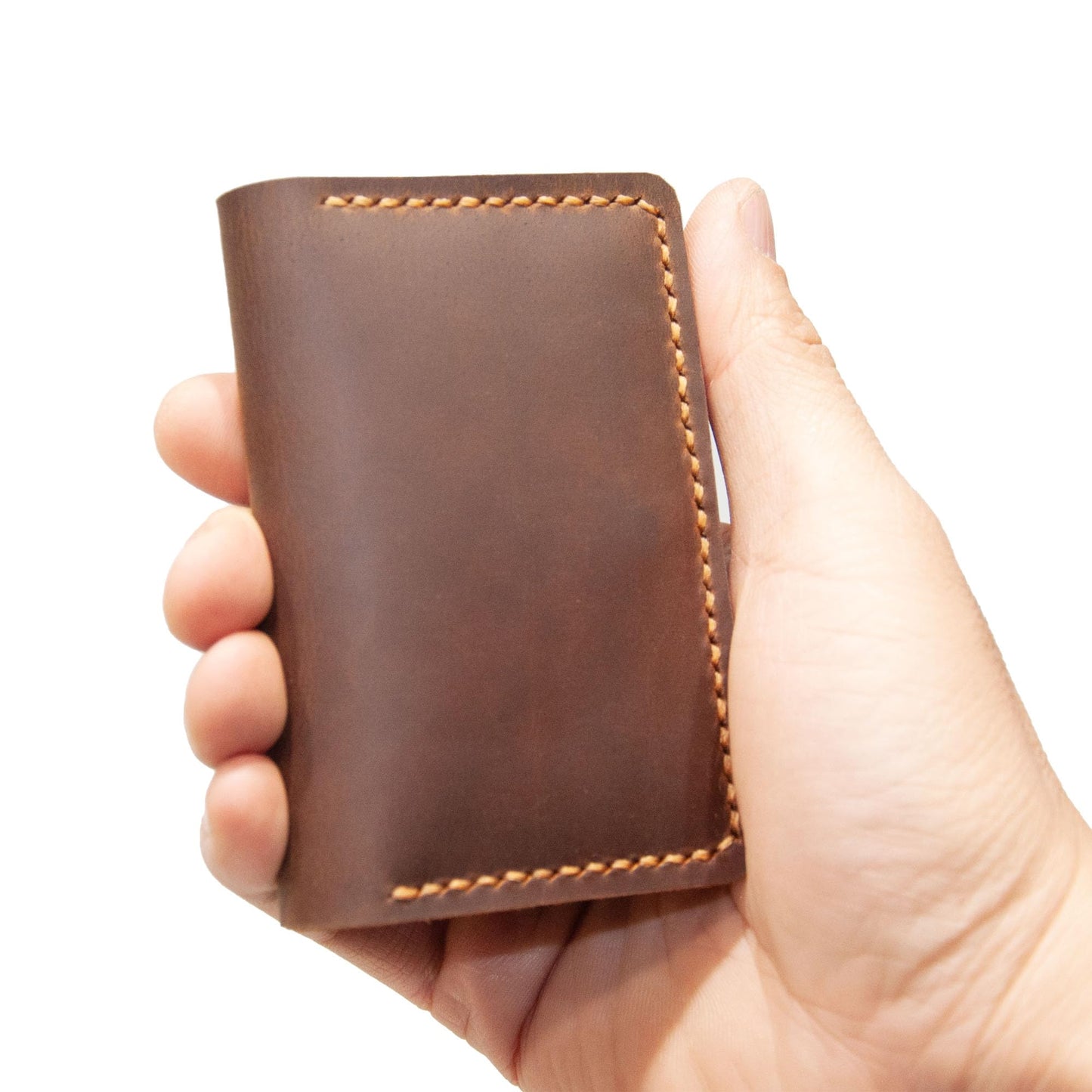 Leather Card Holder, Origami Wallet, Coin Purse Case, Credit Card Wallet, Credit Card Holder, Magnet button wallet Christmas gifts (Brown)