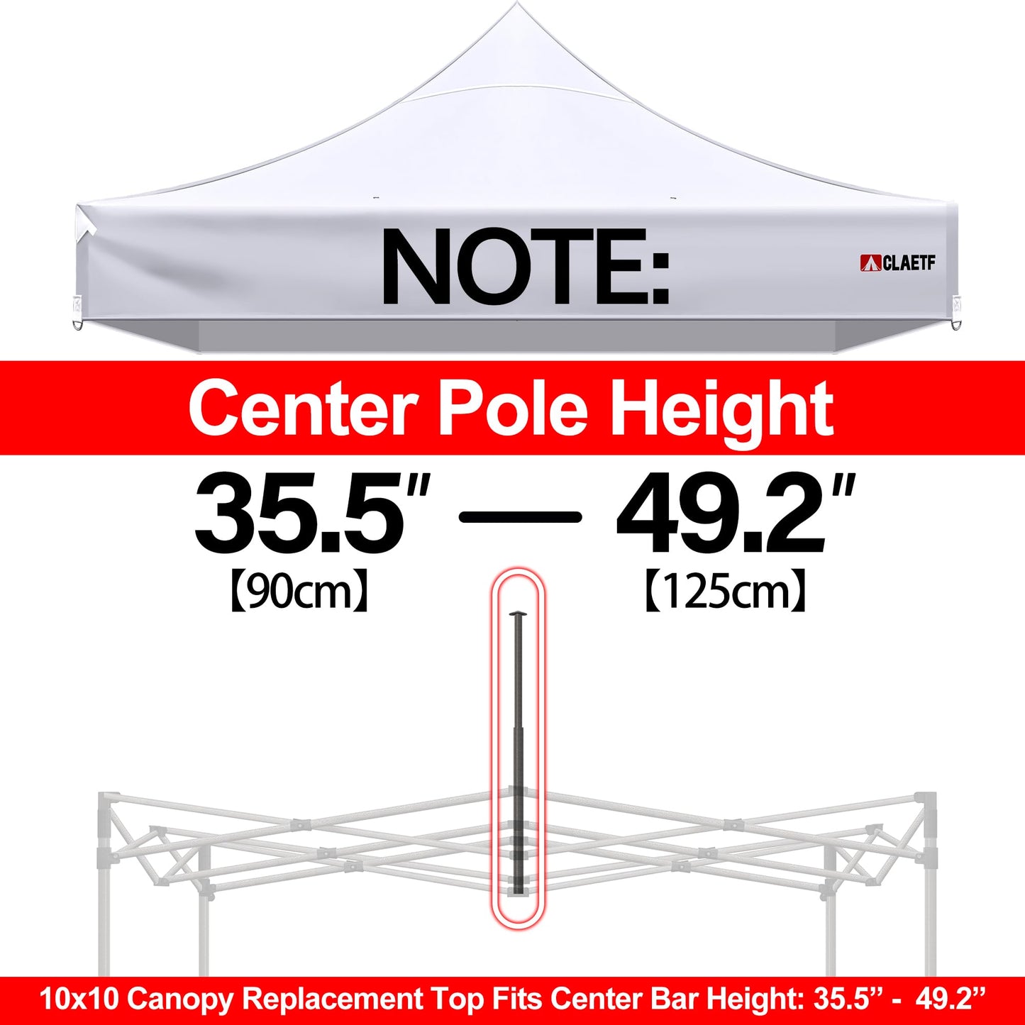 CLAETF 10x10 Canopy Replacement Top for Pop Up Canopy Tent - 4 Drainage Holes,10x10ft Canopy top Suitable for Most of the Standard Canopy(top only,White)