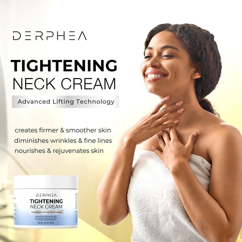DERPHEA Neck Tightening Cream: Tighten and Lift Neck Cream For Tightening and Firming, Fine lines, Loose & Sagging On Face, Decollete & Other Skin Areas - 3.4 Fl Oz
