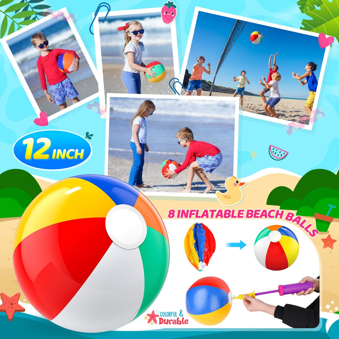 Pool Party Favors Beach Party Favors - 60 PCS Pool Toys For Kids Ages 3-8 Beach Balls Bulk, Sand Bucket and Shovels Set, Kids Sunglasses Bulk, Beach Summer Toys, Pool Party Supplies,Sand Toys