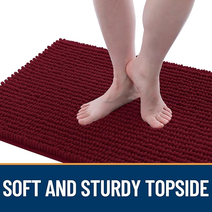 OLANLY Dog Door Mat for Muddy Paws 30x20, Ultra Absorbent Chenille Mud Doormat, Non-Slip Washable and Dirt Trapping Doormat for Indoor Entryway, Quick-Dry Indoor Pet Bed Mats for Dogs, Burgundy