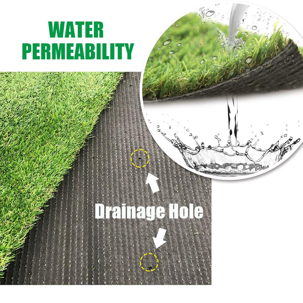 Griclner Artificial Grass Lawn Turf 10 FT x 20 FT(200 Square FT) 0.8inch Realistic Synthetic Grass Mat, Indoor Outdoor Garden Lawn Landscape for Pets,Fake Faux Grass Rug with Drainage Holes