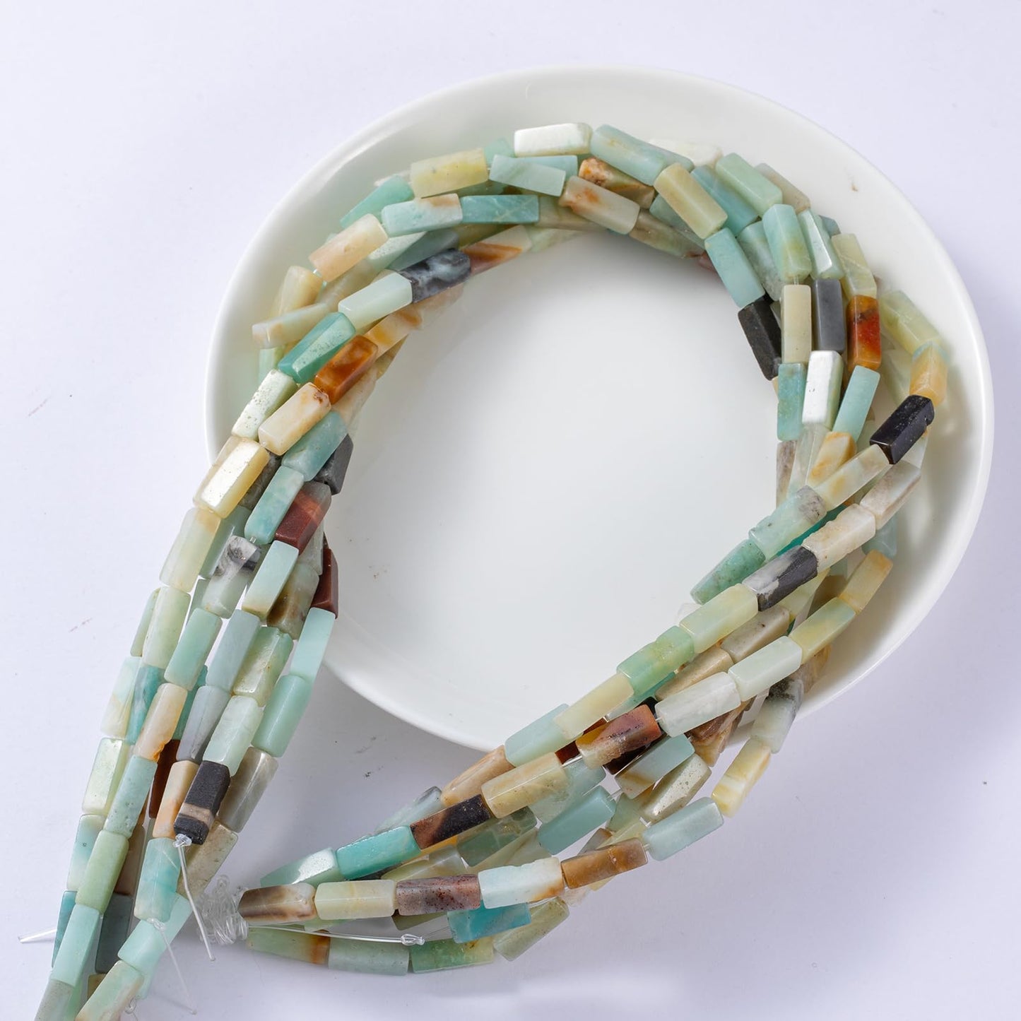 Natural Amazonite Rectangle Tube Beads 4x13mm 38cm/str Loose Semi Gemstone Stone Beads for Making Bracelets Necklace Earrings